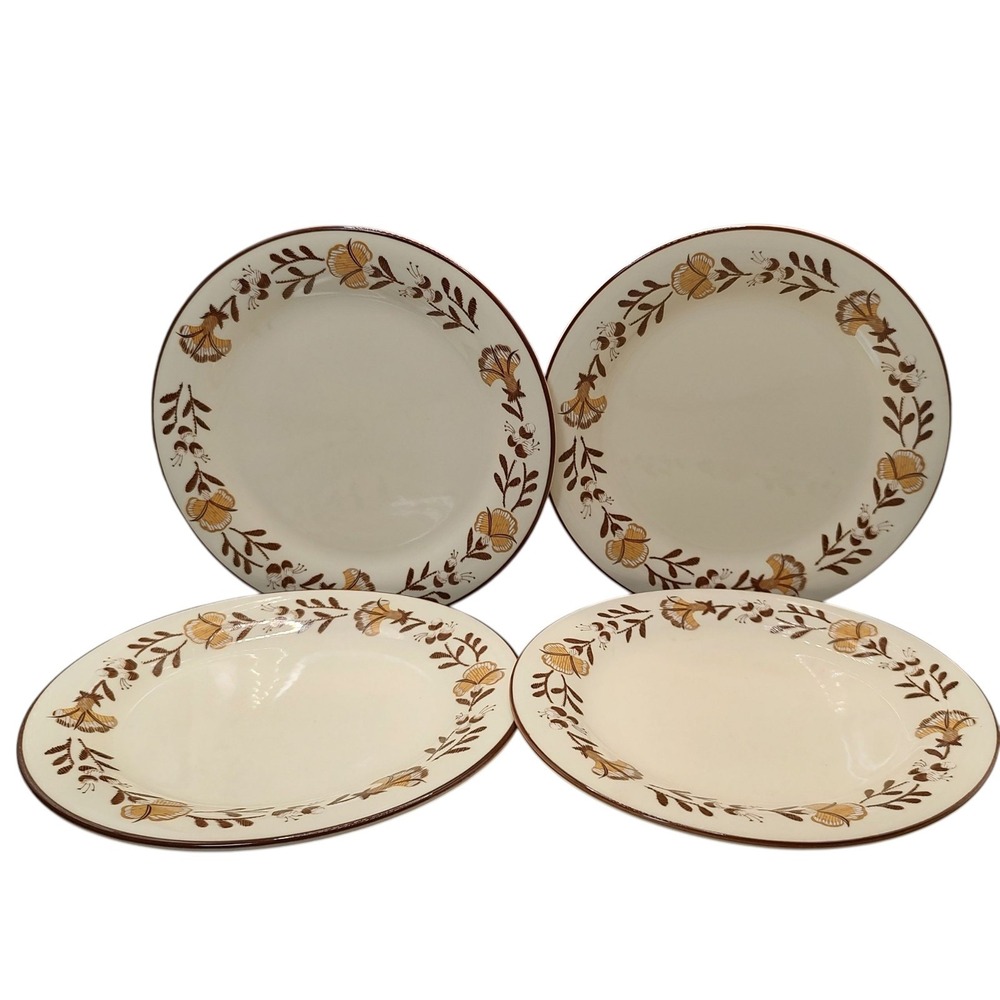 International China Salad Plate 1776 Liberty Brown Stoneware 70s Set of Four SEE
